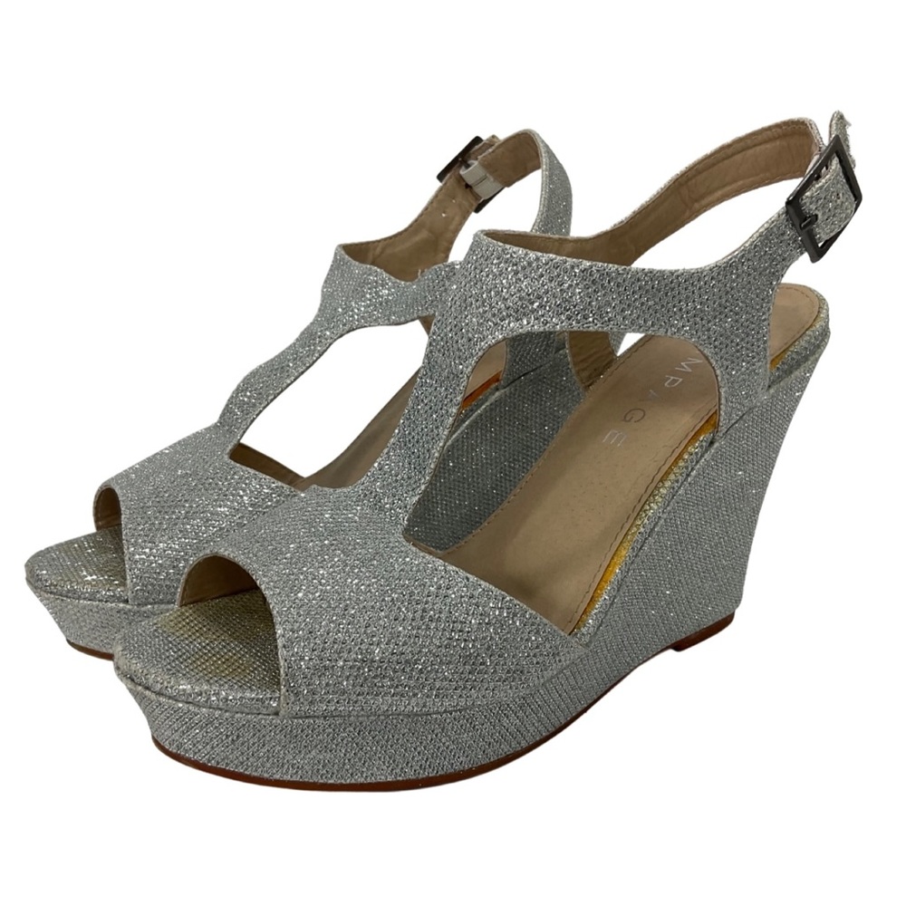 Rampage Candelas Silver Gilt Platform Wedge Shoes Size 8.5